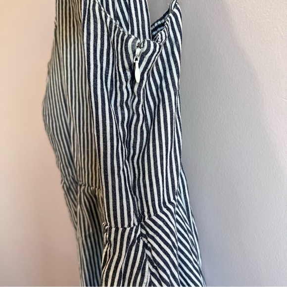 OLD NAVY Gray White Striped Linen Blend Embroidered Cami Dress Size Large - Picture 5 of 14